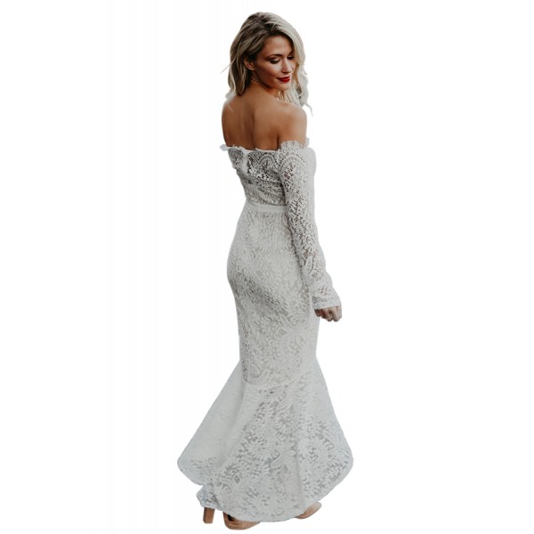 White Elegant Lace Trumpet Dress