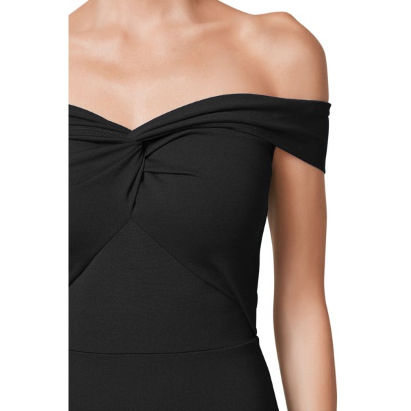 Black Twist Center Off Shoulder Bodycon Mermaid Dress