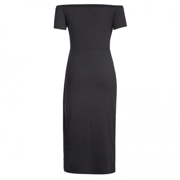 Black Off Shoulder Short Sleeve Party Dress