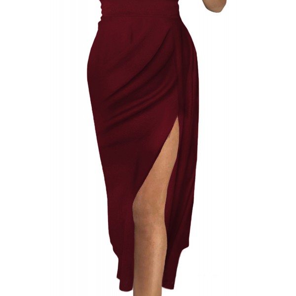 Red Off Shoulder Short Sleeve Party Dress