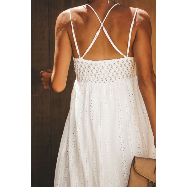 White Essence of Beauty Cotton Pocket Maxi Dress