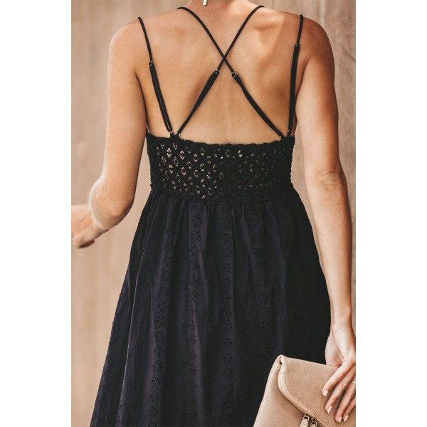 Black Essence of Beauty Cotton Pocket Maxi Dress