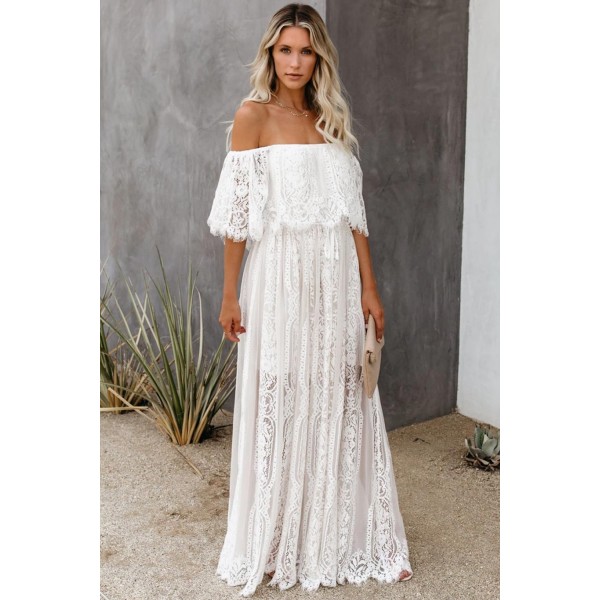 The Best Chapter Off The Shoulder Lace Maxi Dress