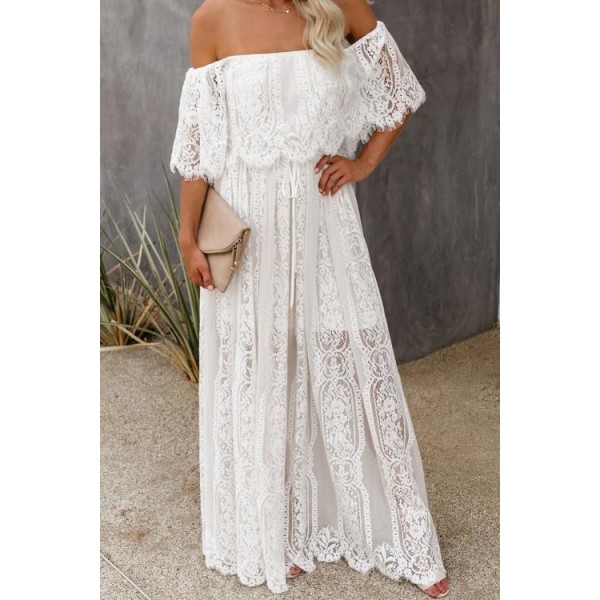 The Best Chapter Off The Shoulder Lace Maxi Dress