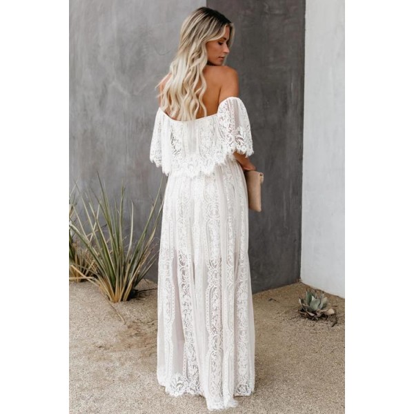 The Best Chapter Off The Shoulder Lace Maxi Dress