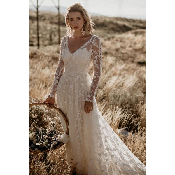 Zinnia Lace Wedding Party Maxi Dress