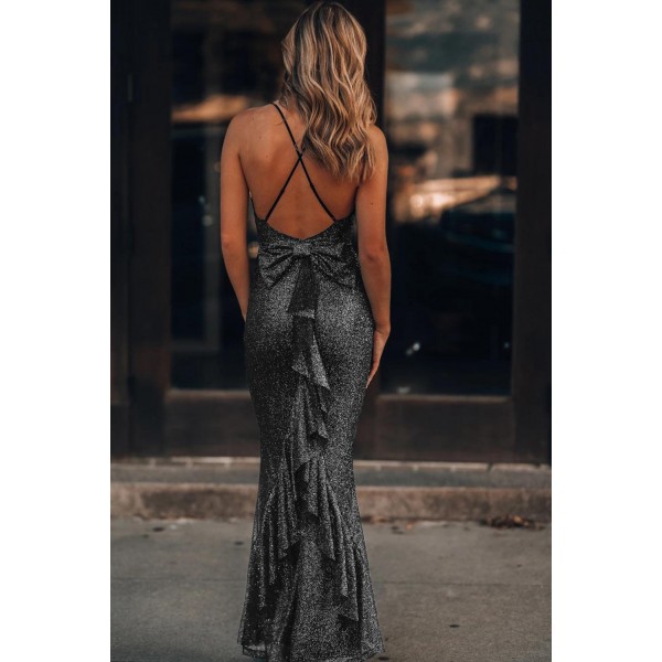 Gray This Is Love Glitter Gown