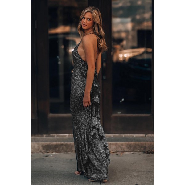 Gray This Is Love Glitter Gown