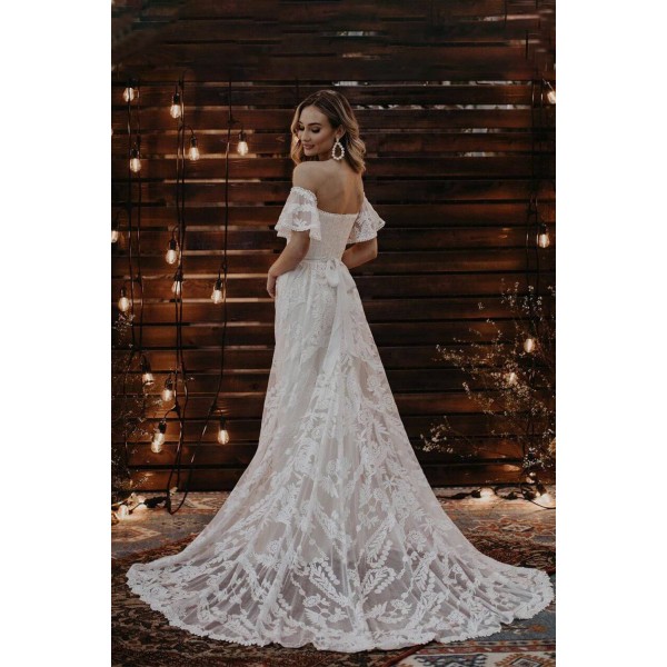 Off Shoulder A Line Wedding Evening Dress