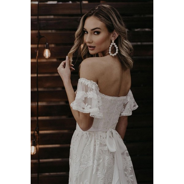 Off Shoulder A Line Wedding Evening Dress