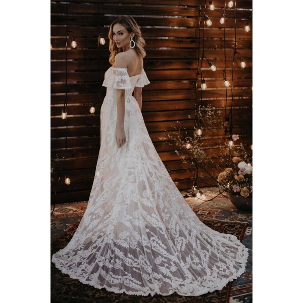 Off Shoulder A Line Wedding Evening Dress