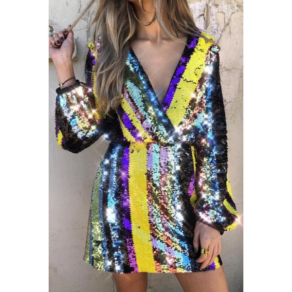 Multicolor Sequin Mini Dress