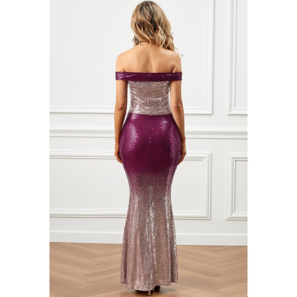 Off-the-shoulder Sequin Party Evening Maxi Dress