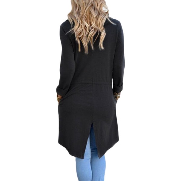 Black Drapery Open Front Back Slit Oversize Coat