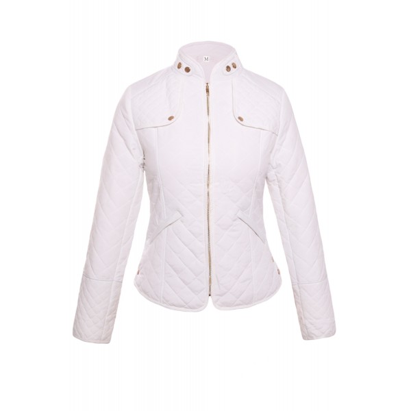 White Diamond Plaid Quilted Cotton Jacket