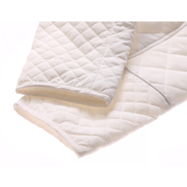 White Diamond Plaid Quilted Cotton Jacket