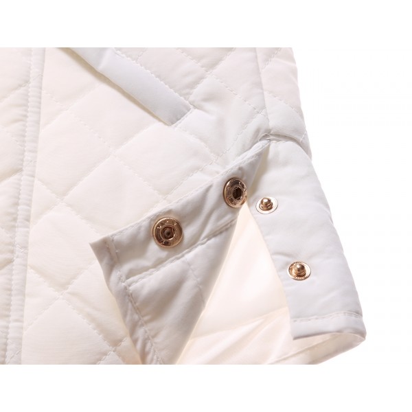 White Diamond Plaid Quilted Cotton Jacket