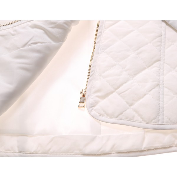 White Diamond Plaid Quilted Cotton Jacket