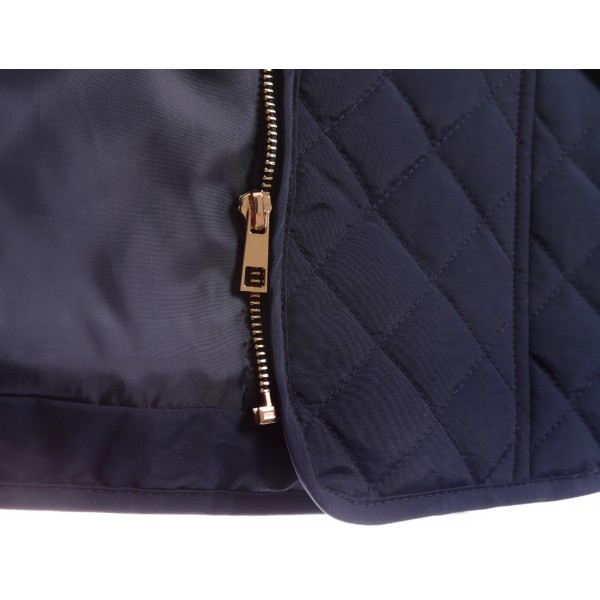 Navy Diamond Plaid Quilted Cotton Jacket
