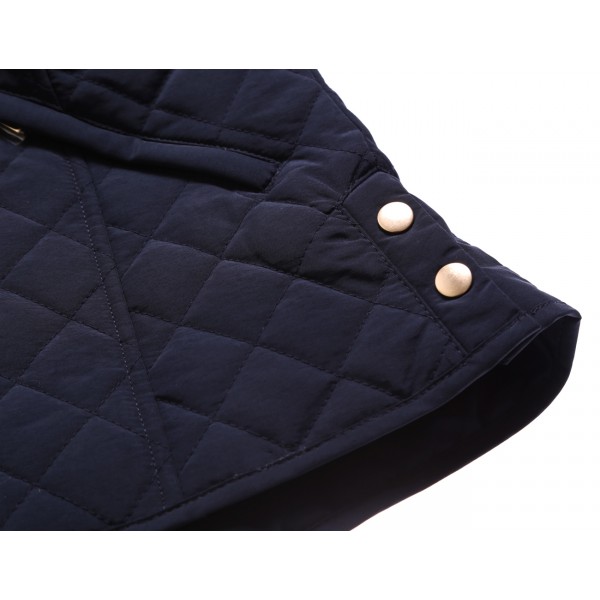 Navy Diamond Plaid Quilted Cotton Jacket