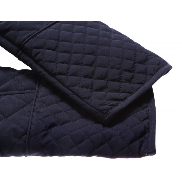 Navy Diamond Plaid Quilted Cotton Jacket