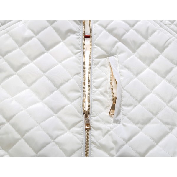 White Diamond Quilted High Neck Cotton Jacket