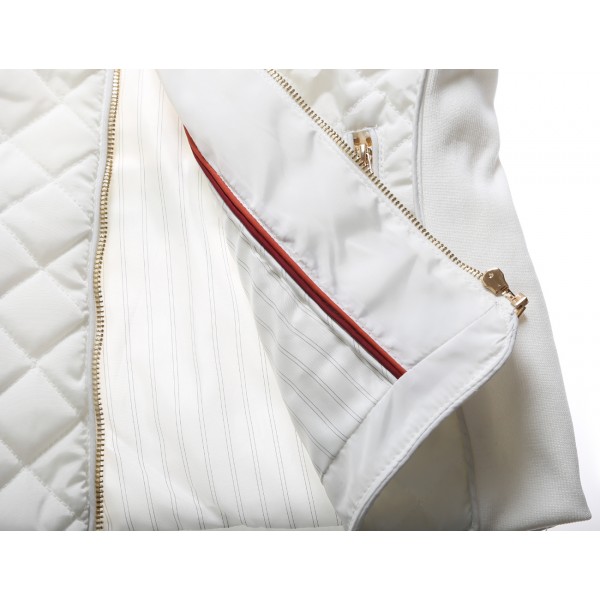 White Diamond Quilted High Neck Cotton Jacket