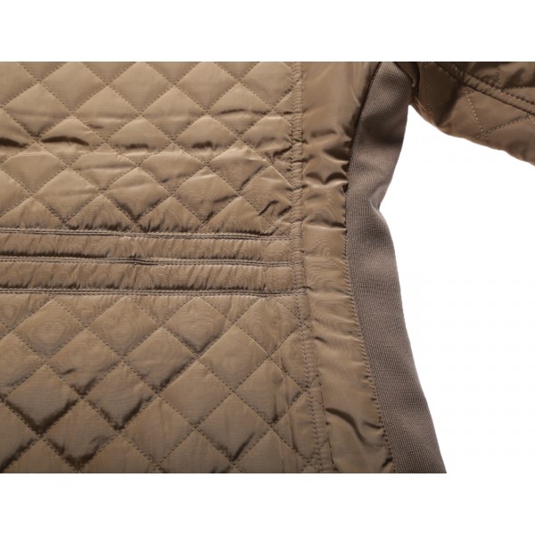 Khaki Diamond Quilted High Neck Cotton Jacket