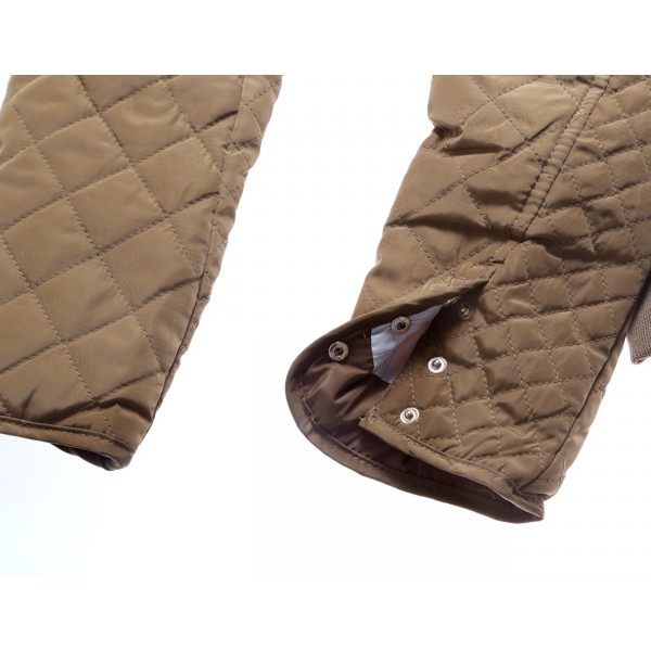 Khaki Diamond Quilted High Neck Cotton Jacket