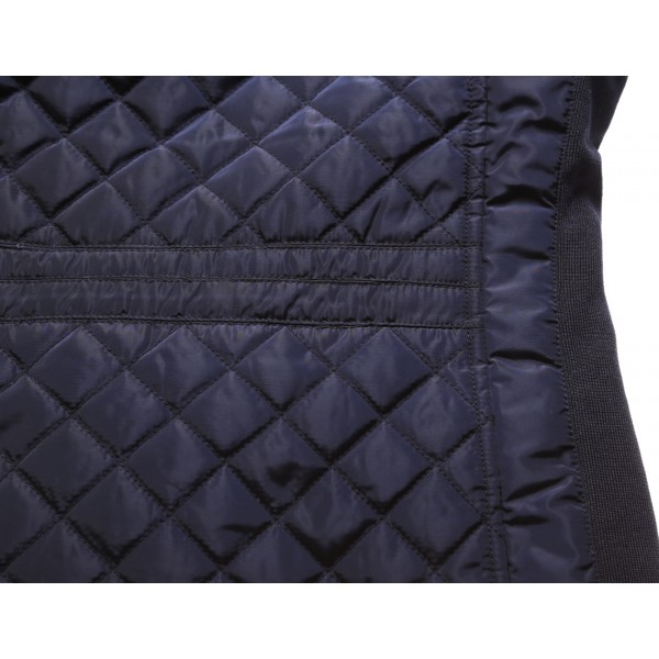 Navy Diamond Quilted High Neck Cotton Jacket