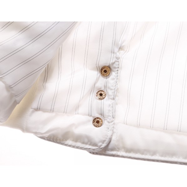 White High Neck Diamond Cotton Quilted Vest Coat