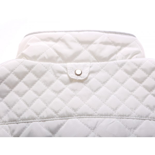 White High Neck Diamond Cotton Quilted Vest Coat