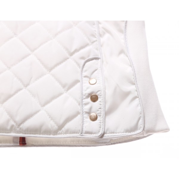 White High Neck Diamond Cotton Quilted Vest Coat