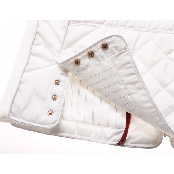 White High Neck Diamond Cotton Quilted Vest Coat