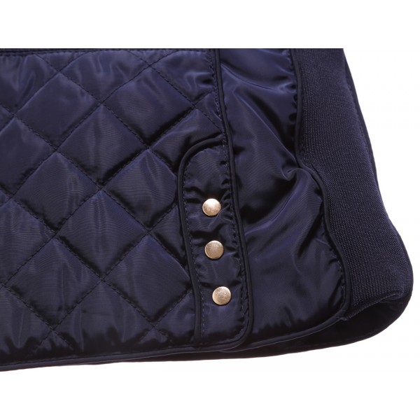 Blue High Neck Diamond Cotton Quilted Vest Coat