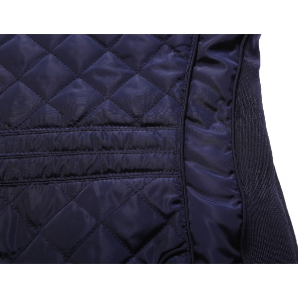 Blue High Neck Diamond Cotton Quilted Vest Coat
