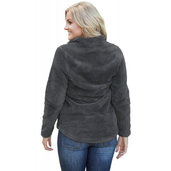 Gray Zipped Pullover Fleece Outfit
