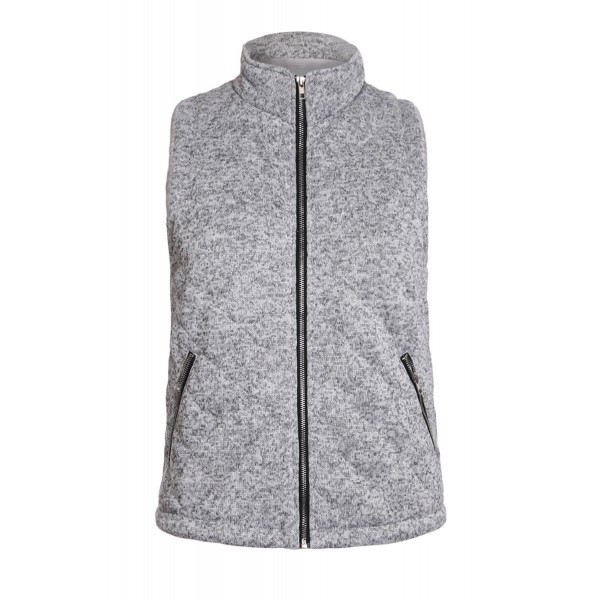 Gray Zipped Quilted Vest with Pockets