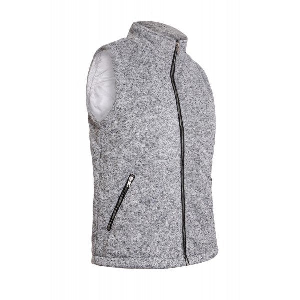 Gray Zipped Quilted Vest with Pockets