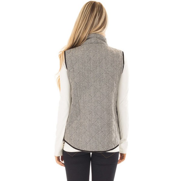 Gray Zipped Quilted Vest with Black Frame