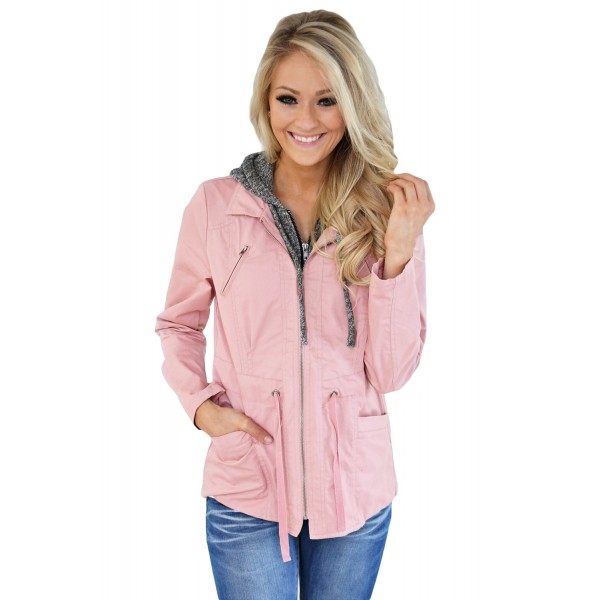 Contrast Hooded Mauve Hiking Jacket