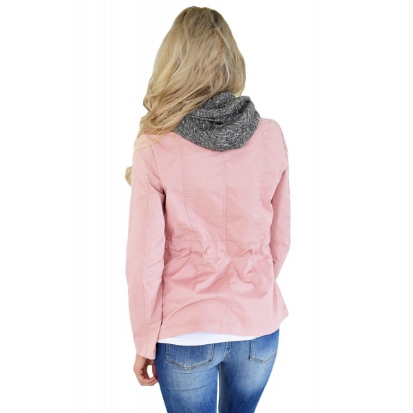 Contrast Hooded Mauve Hiking Jacket