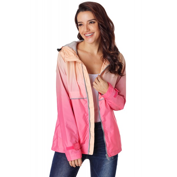 Orange Ombre Zipper Lapel Suit Blazer