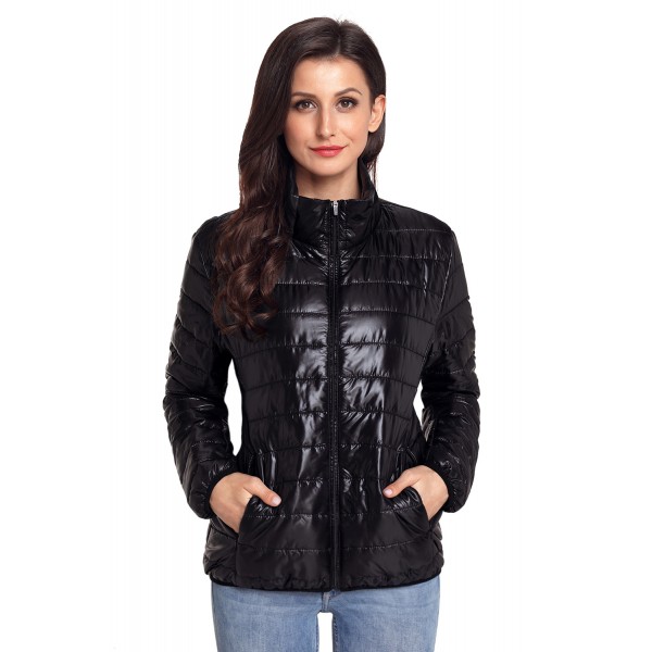 Black High Neck Quilted Cotton Jacket