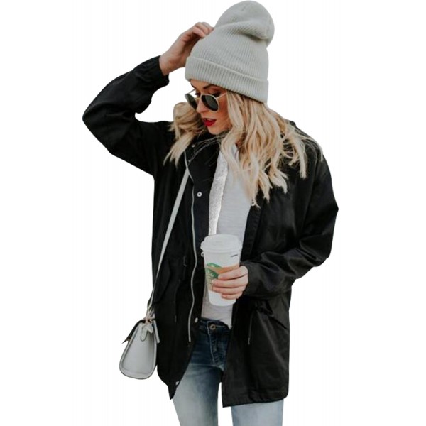 Black Zip Front Jacket with Pockets