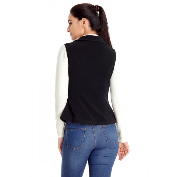 Black Sleeveless Zip Front Coat