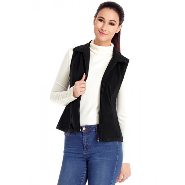 Black Sleeveless Zip Front Coat