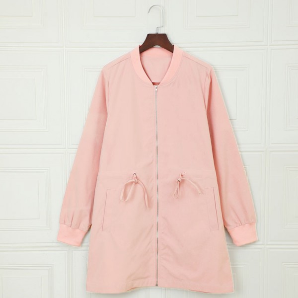 Pink Drawstring Waist Lightweight Outcoat