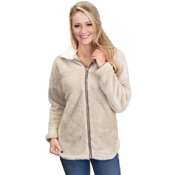 Apricot Lamb Fleece Zip Down Jacket