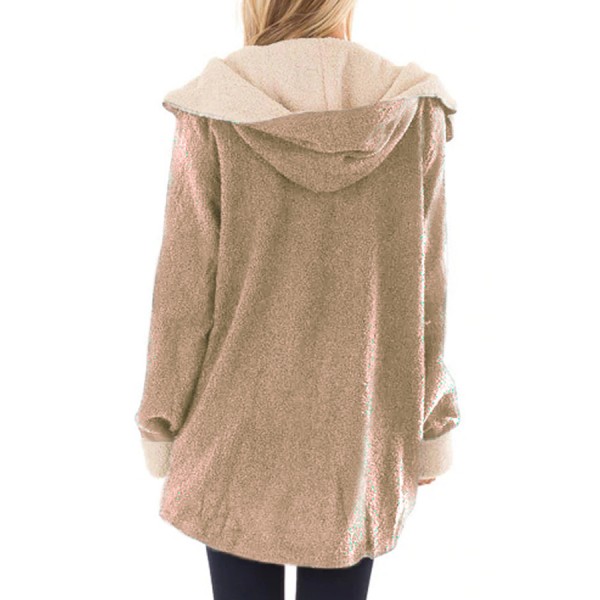 Khaki White Lam Wool Hooded Coat